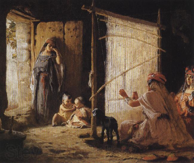 Frederick Arthur Bridgman Women in Biskra Weaving a Burnoose Spain oil painting art